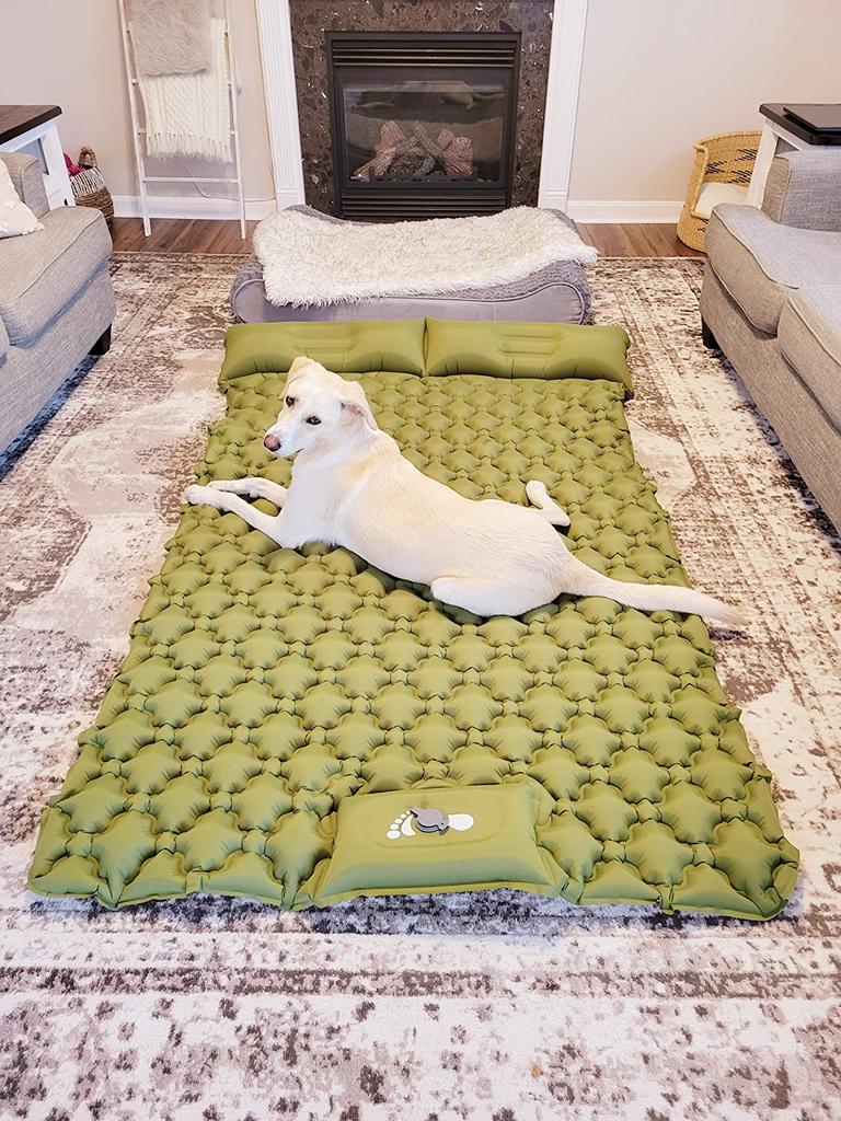 Двойной надувной матрас со встроенным насосом для подушек, уличный спальный коврик для кемпинга, надувной коврик для путешествий, пешего туризма