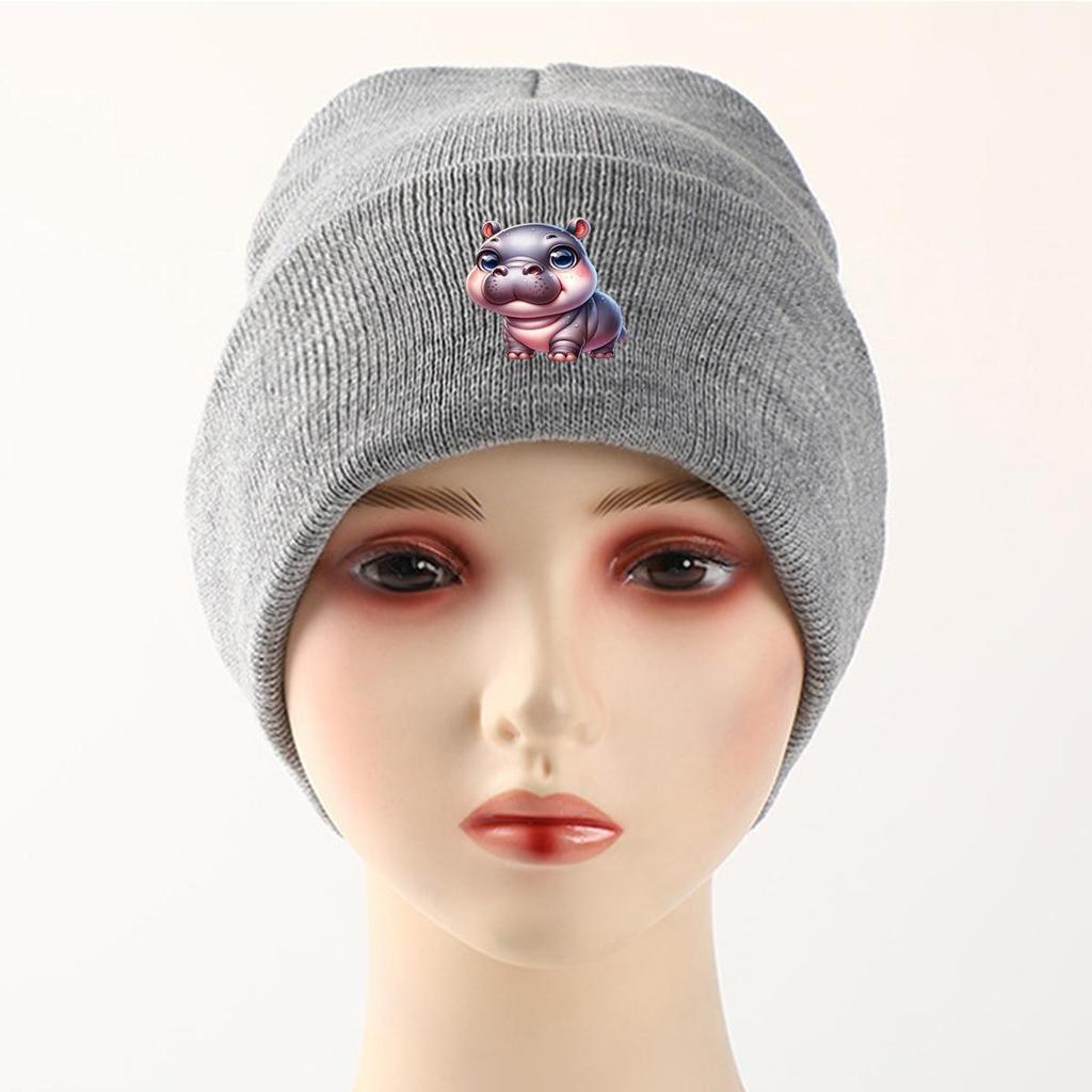 Hippopotamus Winter Knit Hat Beanie, Man Cap Thermal Soft Unisex Bonnet Knitted Cap Beanie