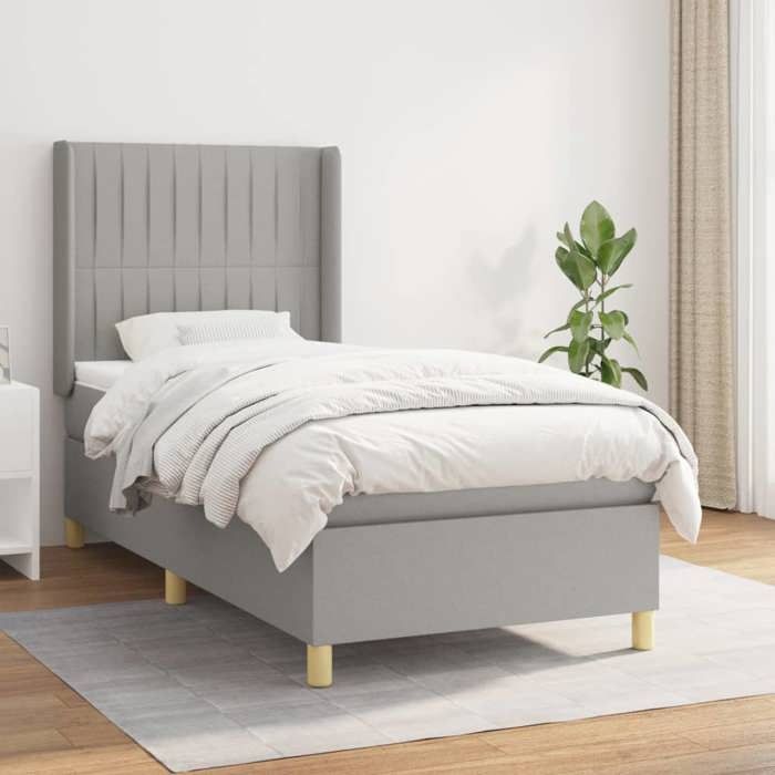 Maison Exclusive - Sommier à lattes de lit avec matelas Gris clair 80x200 cm Tissu