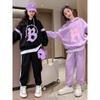 Свитера для девочек, спортивные штаны, костюм-двойка, модные свободные топы для больших детей, брючный костюм-шаровары