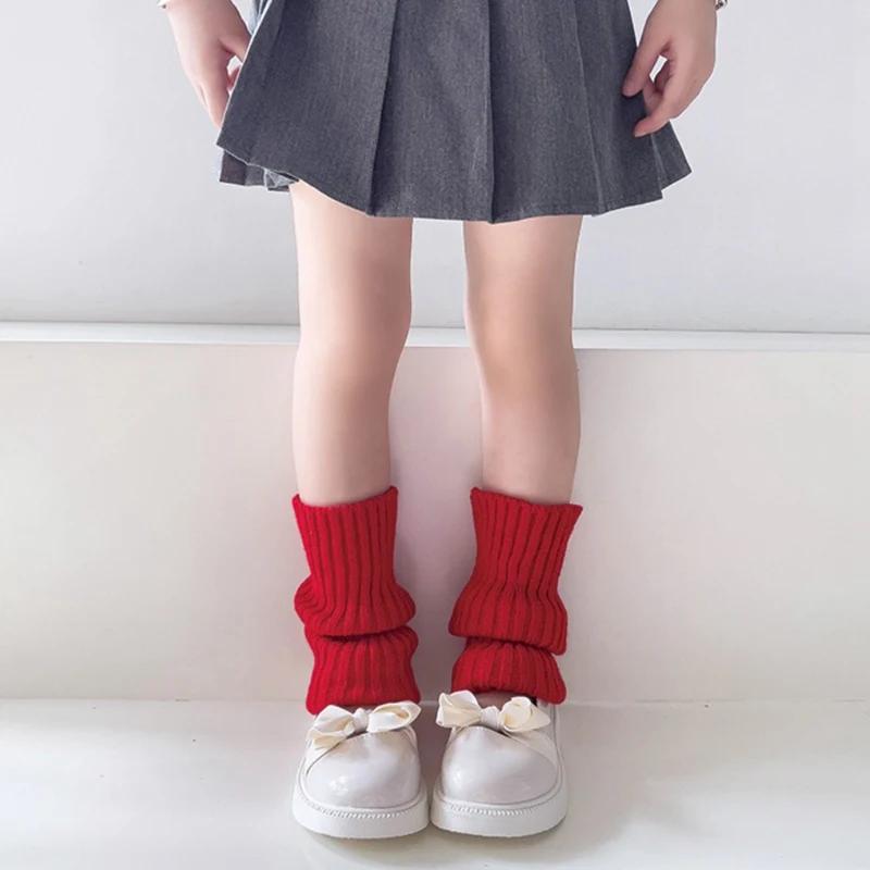 Sweet Girls Candy Color Korean Kids Leg Warmers Knitted Foot Cover Children Solid Autumn Winter Elastic Versatile Elephant Socks