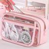 Multi-layer Transparent Pen Bag Large Capacity Stationery Box Transparent Pencil case  Students