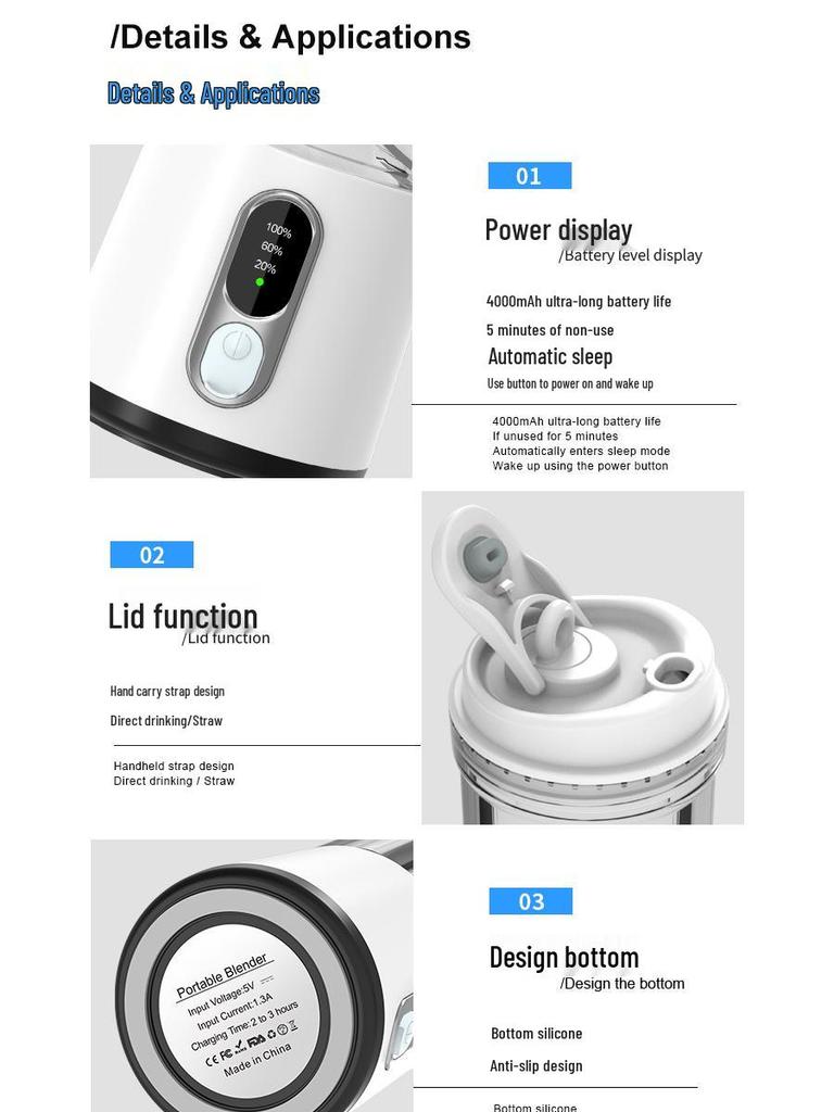 Портативный многофункциональный блендер и чаша для сока - 600 мл, обновленная соковыжималка для измельчения льда