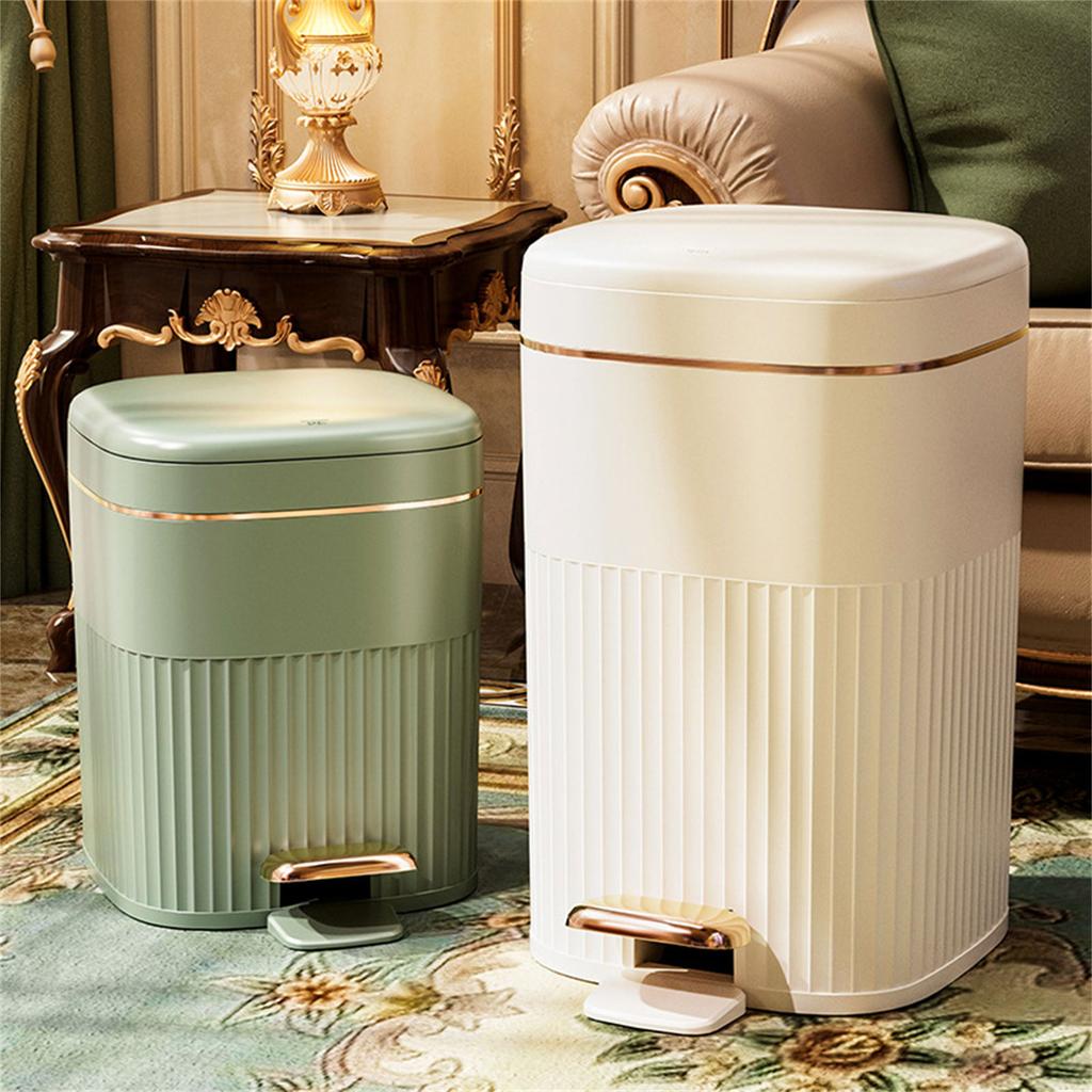 Foot Pedal Metal Softly Close Pedal Bathroom Trash Can for Kitchen Hotel Home Office 8/10/15L Trash Can with Lid