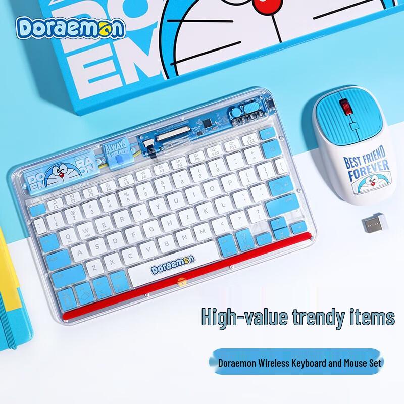 ROCK SPACEROCK Doraemon Wireless RGB Keyboard and Mouse Combo