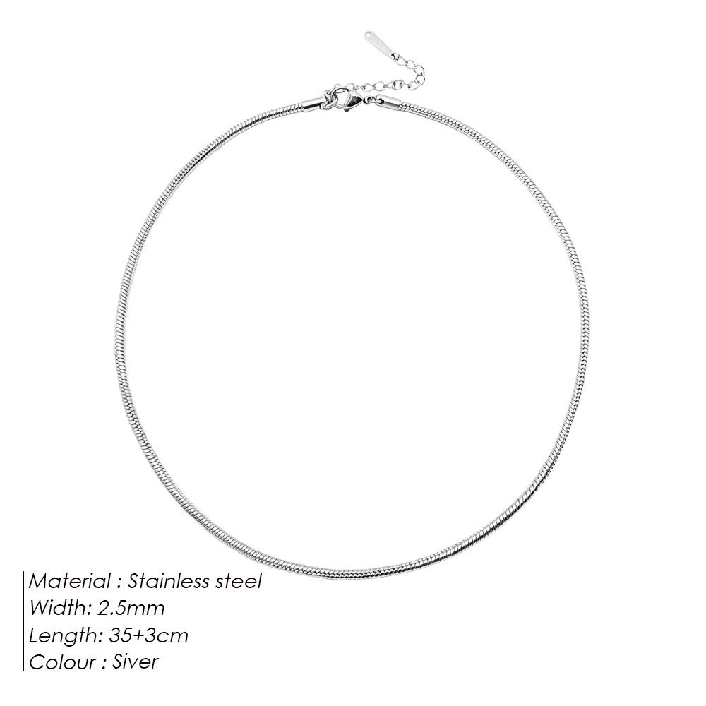 Ожерелье из круглой цепочки из титановой стали eManco — простой европейский/американский стиль для женщин и пар, длинная цепочка в виде змеиной кости, дизайн в виде ключицы.