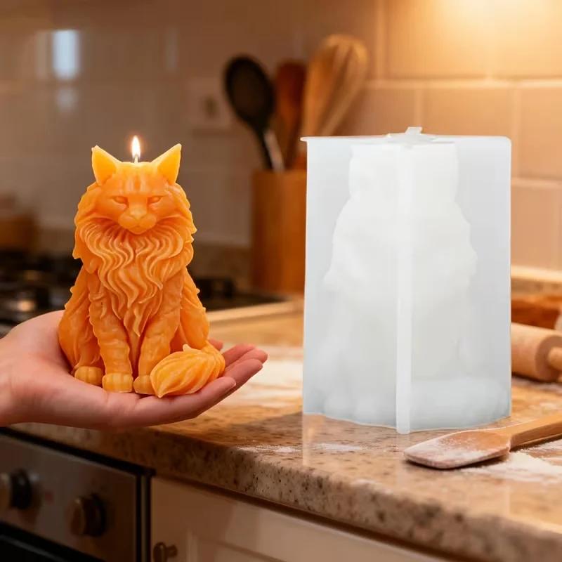 3D Сидящий Кот Свеча Силиконовая Форма DIY Милый Котенок Мыло Гипс Смола Поделка Смоляная Цементная Форма для Рукоделия