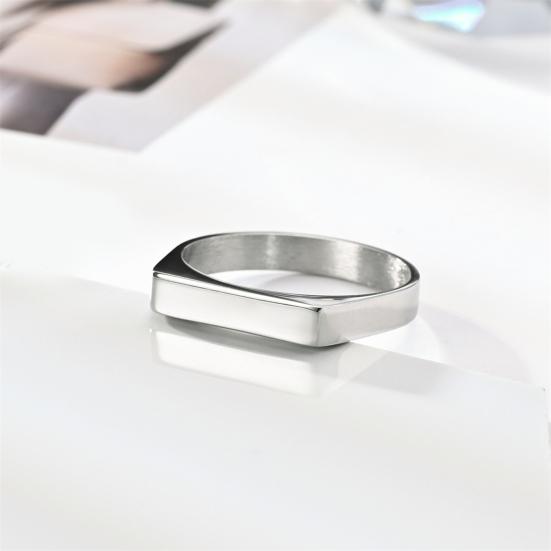 Vintage Unisex Ring Pure Color Polished Titanium Steel Flat Surface Simple Style Luster Multi Sizes Anti-Rust Lightweight Finger Jewelry