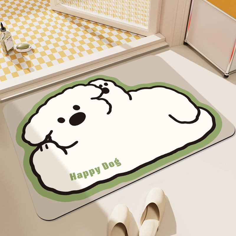 Милый коврик для ванной комнаты с животными, дверь в ванную комнату, диатомовая грязь, противоскользящий, впитывающий и грязный, мультяшный милый противоскользящий коврик для ног