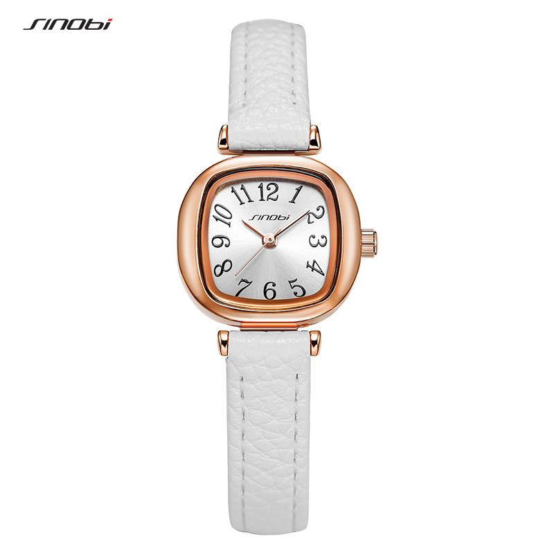 SINOBI Элегантные женские часы, оригинальный дизайн, женские кварцевые наручные часы с маленьким циферблатом, модные часы с кожаным ремешком, Reloj Mujer