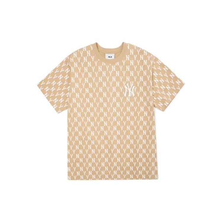 New MLB Base Logo T Shirts Unisex Beige 3ATSM1023-50BGD