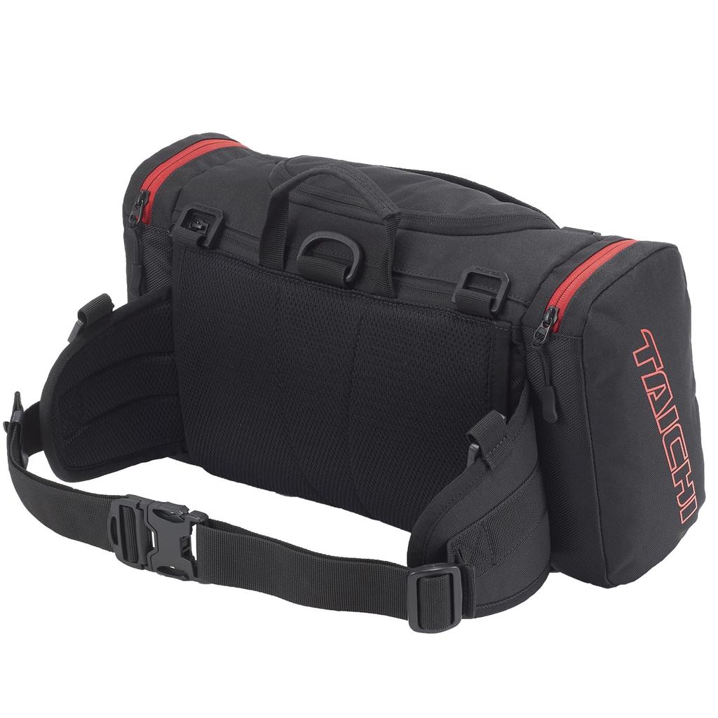 RS TAICHI Мотоциклетная набедренная сумка поясная сумка поясная сумочка водонепроницаемая большая вместимость для туризма с дождевиком сумка на бедро RSB291 (L) ЧЕРНЫЙ КРАСНЫЙ