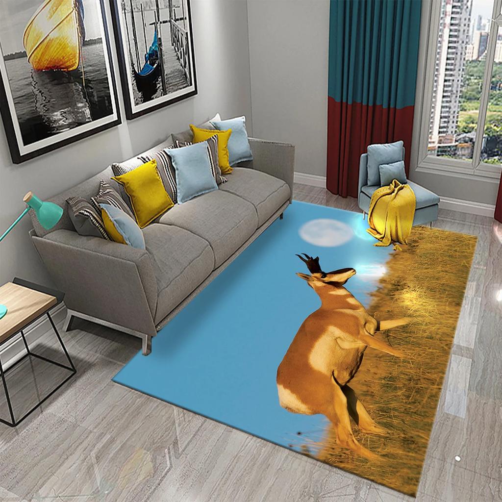 3D Ковер Антилопа Прекрасный Ковер с Животным для Ванной Комнаты Кухни Прихожей Противоскользящий Напольный Ковер Украшение Гостиной Спальни Придверный Коврик