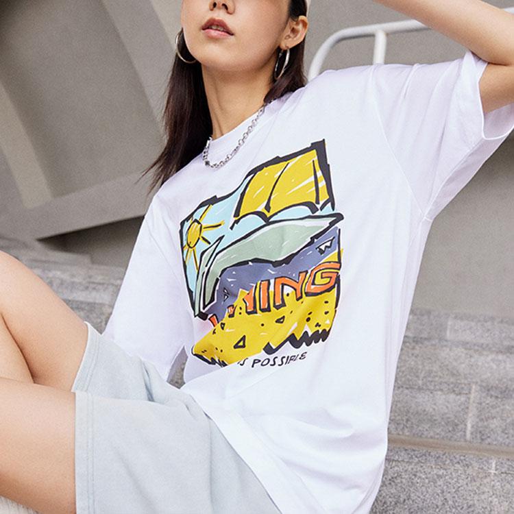 Футболка унисекс с подкладкой Sports Life с мультяшным принтом и круглым вырезом и короткими рукавами, белые топы AHST543-1