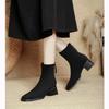 Square Head Short Boots Women's Single Boots New Thick Heel Medium Tube Black Boots Medium Heel Thin Small Short Boots