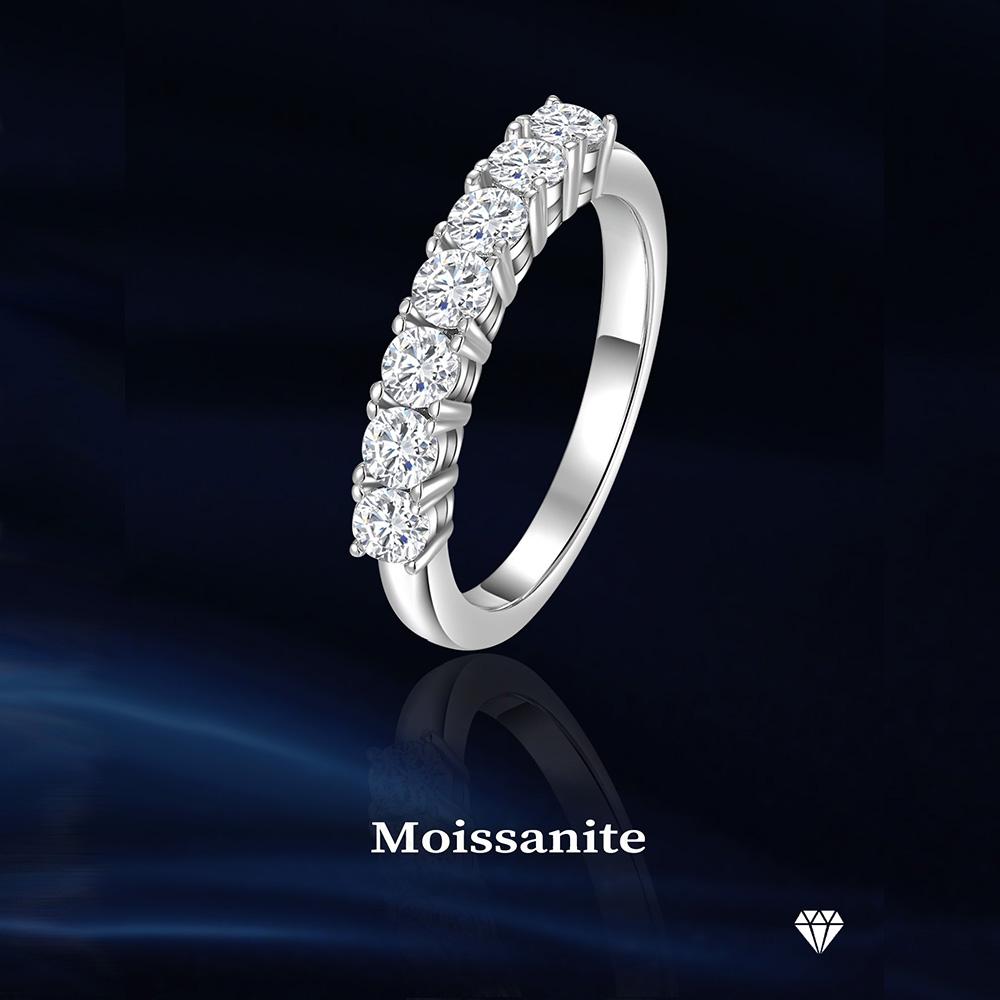 0.7ct Moissanite Ring Radiant 925 Sterling Silver Single Row Moissanite Finger Rings