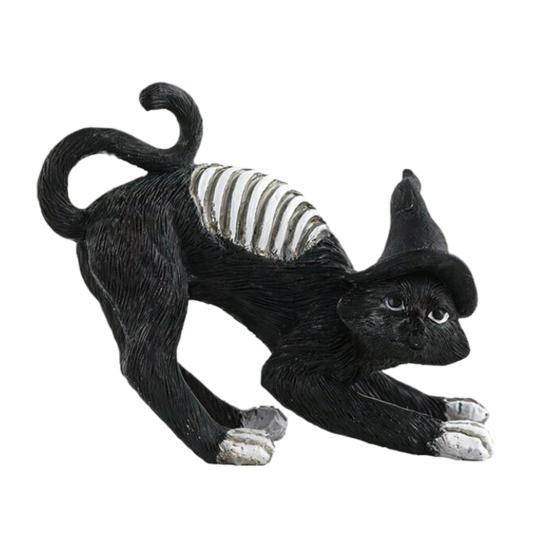 Хэллоуин Черная Кошка Статуэтка Жуткая Статуэтка Ведьмы Смола Паук Животное Скульптура Домашний Офис Настольное Украшение Орнамент Фестиваль Подарок