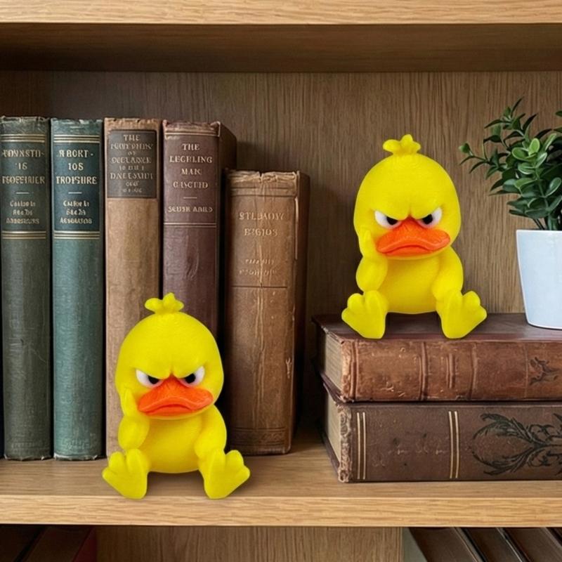 2 шт. 3D-печатная фигурка сердитой утки, украшение для дома, подарок для детей, мультяшная желтая утка, настольное украшение для полки