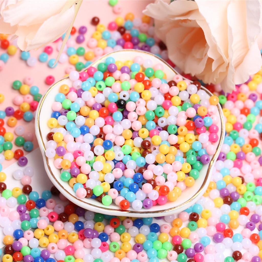 Home Party Supplies Solid Color Accessories Handmade Round Loose Beads DIY For Creative Jewelry Making 1500Pcs 4mm