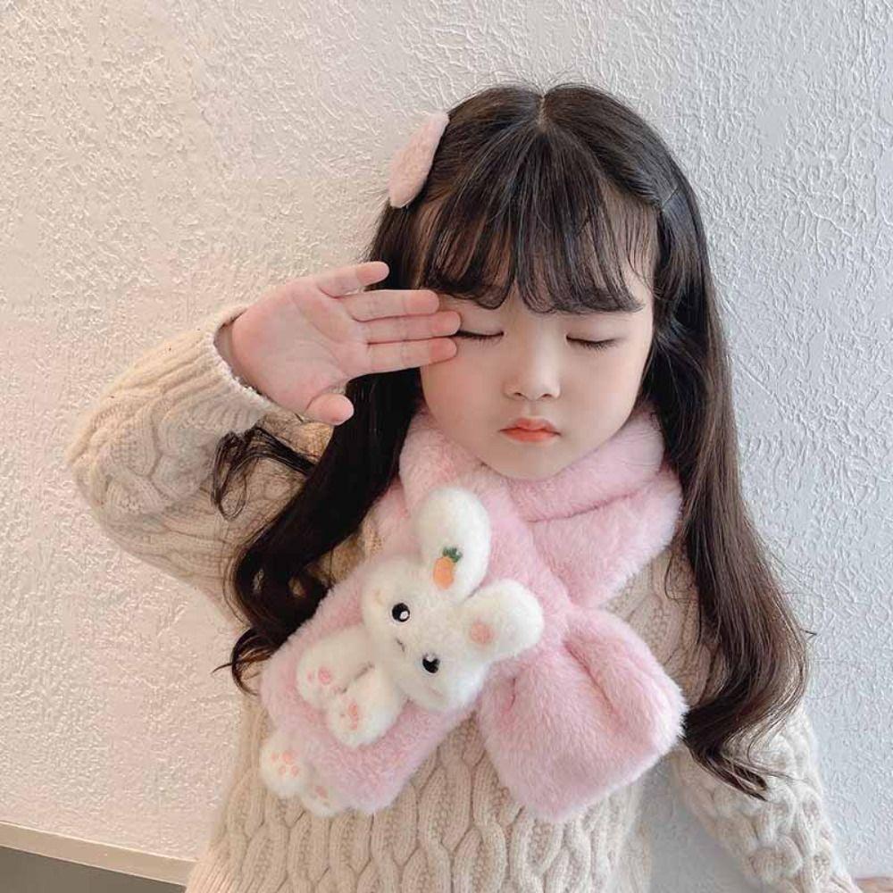 Thick Cartoon Faux Fur Scarf Warmth Scarves Wraps Cute Cold-Proof Collar  Boys Girls