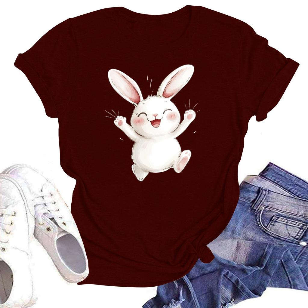 Women's Round Neck Casual Printed Short-sleeved T-shirt Top