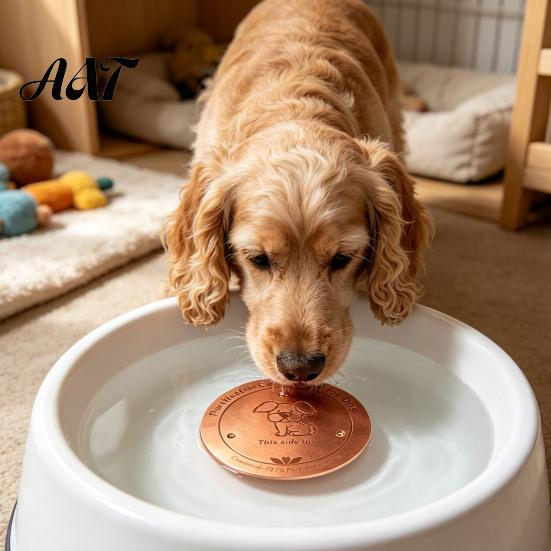 99.9 Percent Pure Copper Water Purifier Purification Disc for Dog, 4-Inch Diameter Disc, Pet Dispenser Cleaning with 3-Point Support Dog