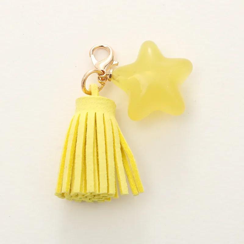New Fashion Candy Color Five-pointed Star Keychain Pendant Korean Velvet Tassel Mobile Phone Case Pendant Pendant Small Gift