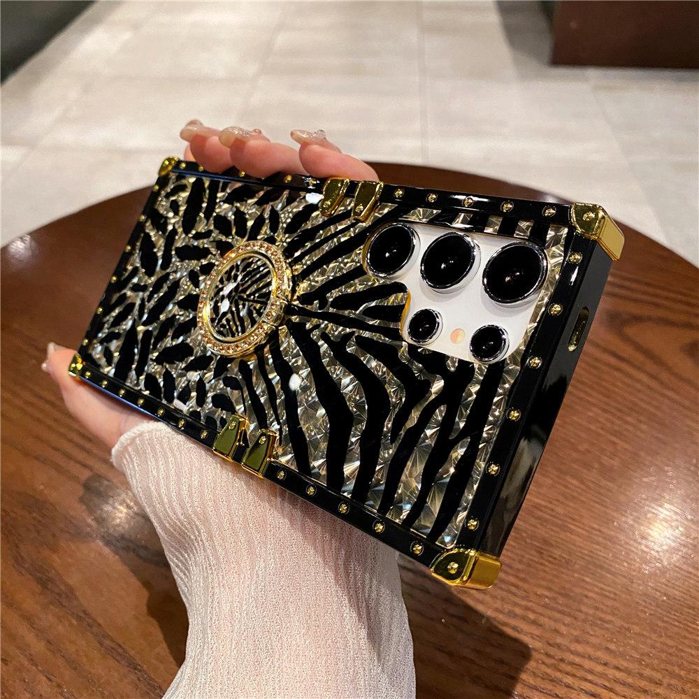 Чехол-кольцо с перьями и леопардовым принтом, гальванизированный чехол для телефона Samsung Galaxy S23 A54 A51 A71 A52 A72 A82 A22 A20 A30 A50 A70 A40 A60