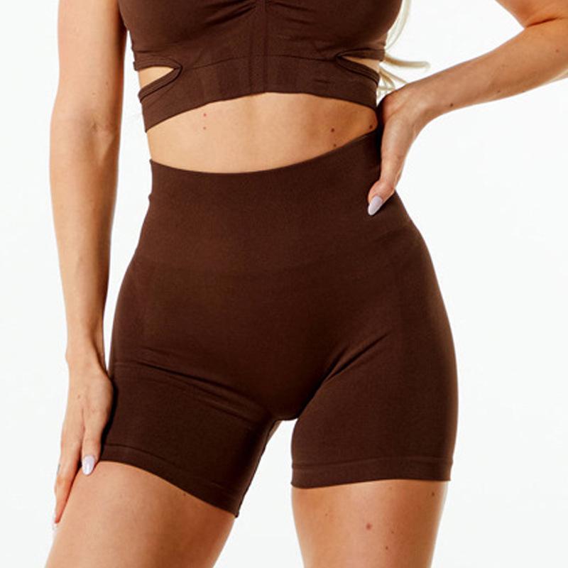 Бесшовный комплект для европейской и американской йоги: Красивый бюстгальтер на спине и шорты с высокой талией