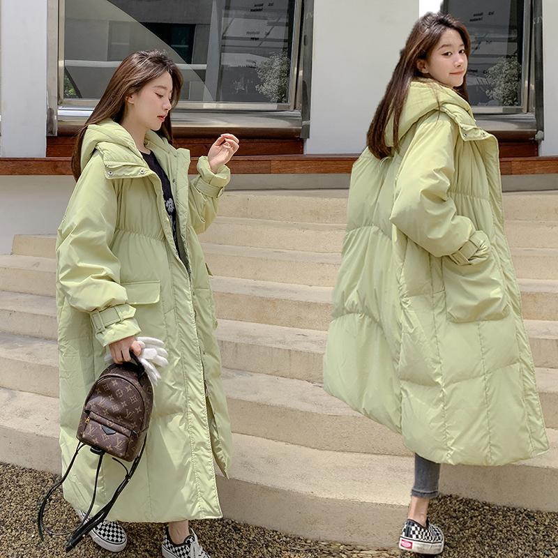 Женские зимние пальто и куртки, свободные парки средней длины с женским черным топом с капюшоном