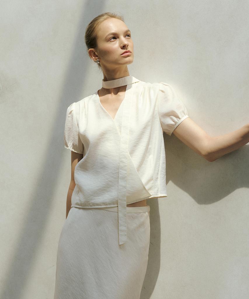 OCTETTE Lorin Sheer Tie Blouse_Cream