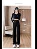 Весна 2024 г., женские брюки высокого класса, черные, широкие, с высокой талией, длиной до пола, повседневная драпировка