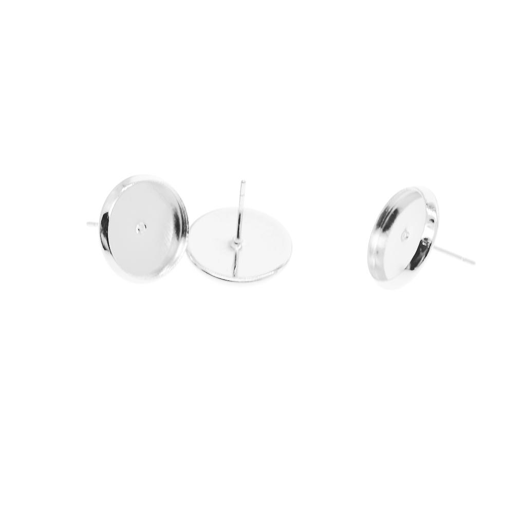 100шт Заготовки для сережек-пусетов Кабошон Пустой ободок для установки основания Золотой 12мм