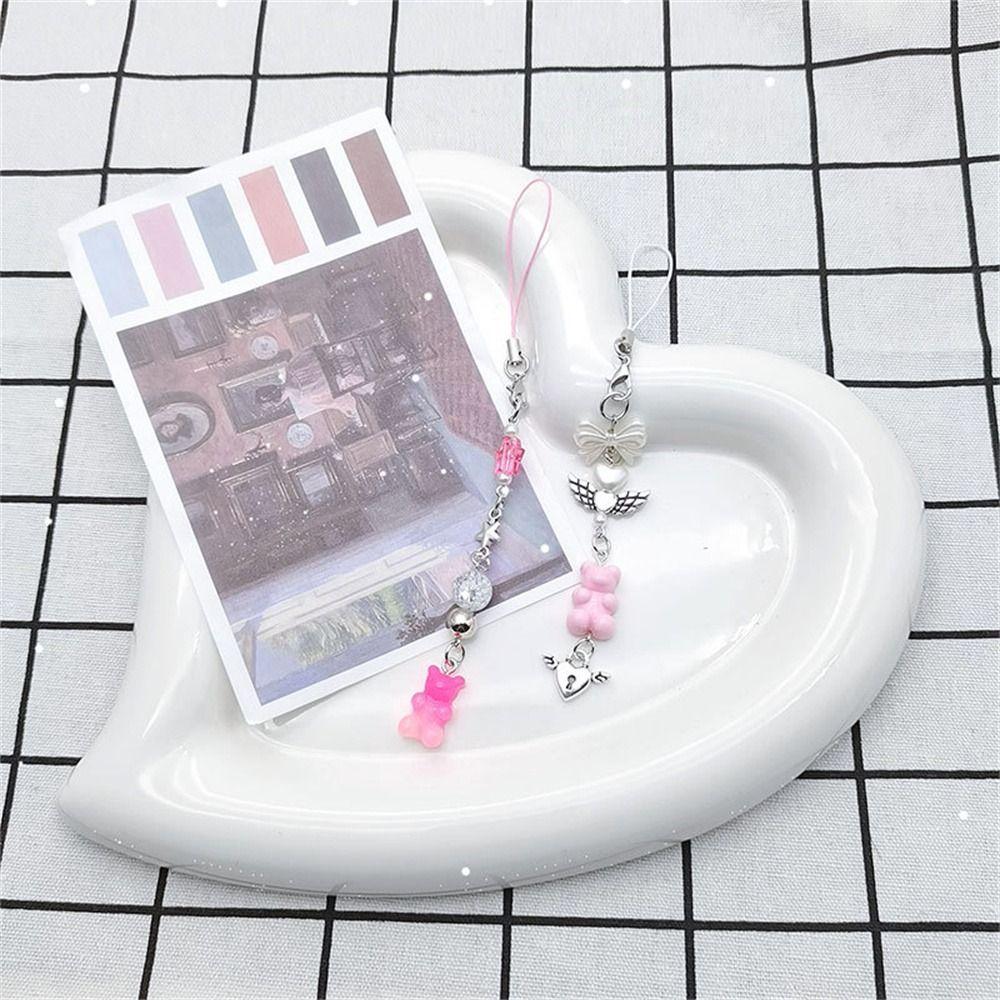 Ремешок для ключей, цепочка из бисера, подвески для телефона в виде звезды, ремешок для мобильного телефона, подвеска для телефона, розовая цепочка для крутой девушки