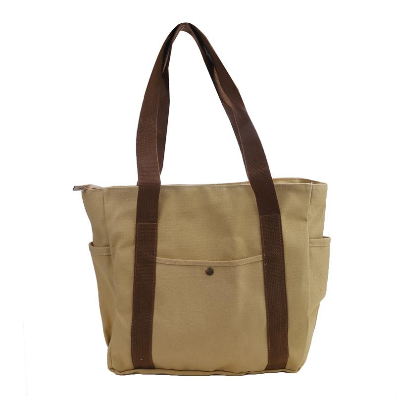 Large Capacity Canvas Commute Tote Bag Women Student Portable Shoulder Bag Travel Handbag