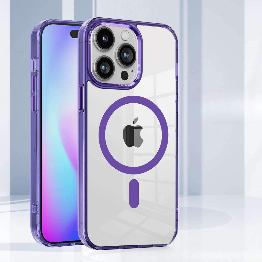 Подходит для чехла для телефона IPhone16promax, Ледяной цвет, Сильное магнитное притяжение, Чехол для беспроводной зарядки Apple 14/15, Высокая прозрачность