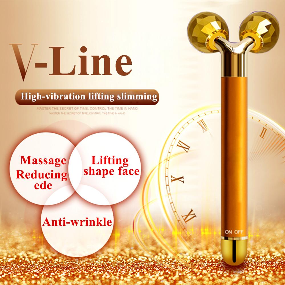 Подтягивающий лифтинг 24K Beauty Bar V Face Artifact Палочка для подтяжки лица против морщин вокруг глаз Подтягивающий ролик для массажа лица и тела Beauty Bar