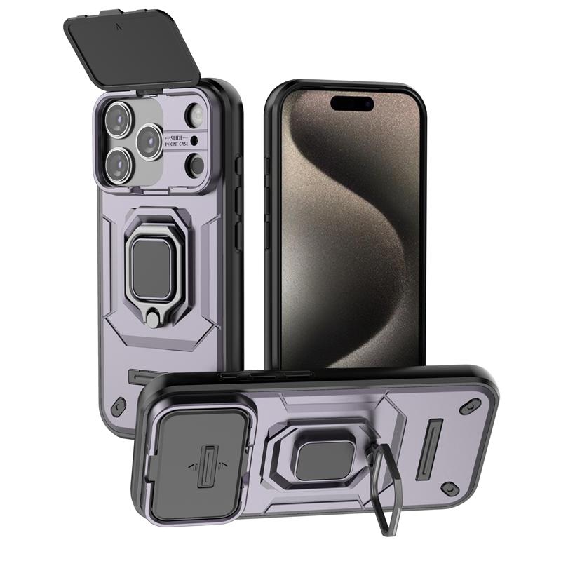 Бронированный чехол для iPhone 17 Pro Max 5G, чехол со сдвижной защитой камеры и кольцом-держателем для iPhone 17 Air Coque Capa