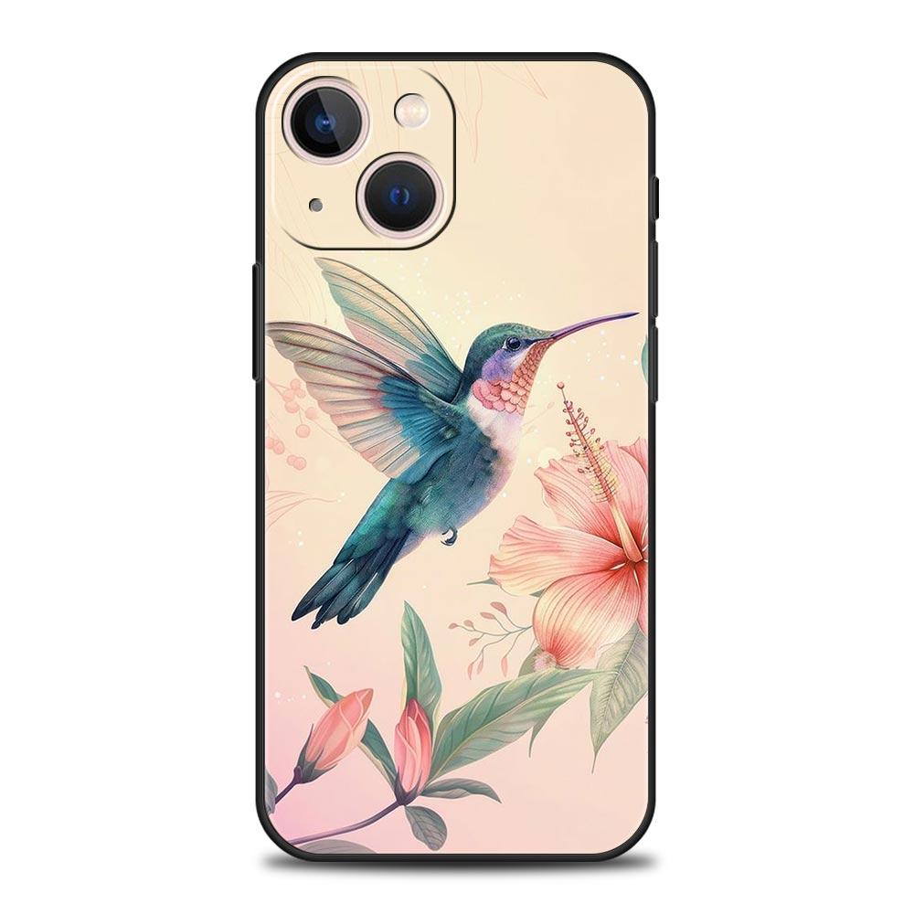 Чехол для телефона с колибри для iPhone 16e 15 14 13 12 11 Pro Max XS X XR SE 7 8 Plus Чехол iPhone 16 Мягкий ТПУ Чехол