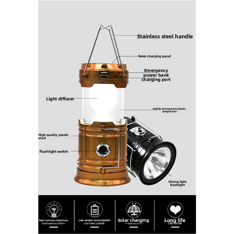 Camping Lights Solar Multifunctional Portable Horse Lights Outdoor Emergency Tent Lights Street Stall Camping Lights