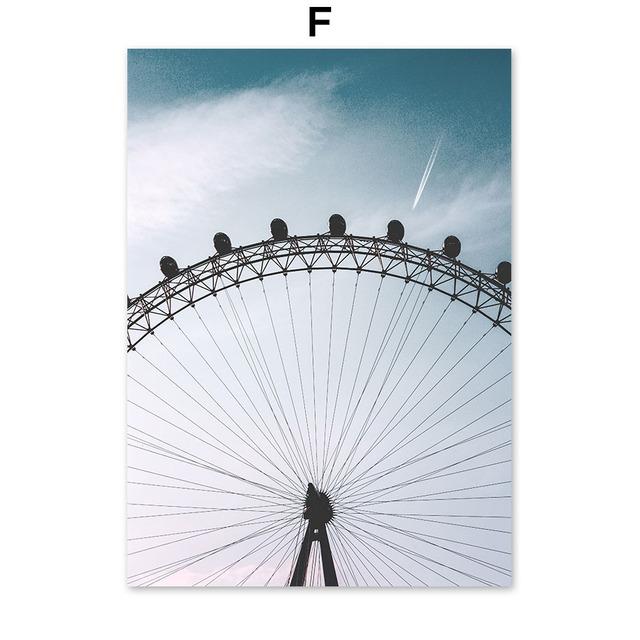 Romantic Sunset Landscape Painting Ferris Wheel Posters for Home Design Modern Decoration for Living Room Frameless Art Prints No Frame