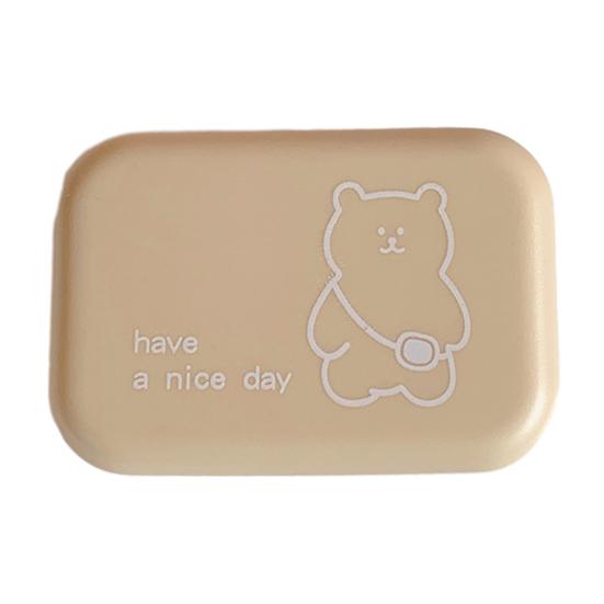Cute Contact Lens Case Portable Portable Double Box with Tools Bear Print Lens Holder Easy to Carry Spill-proof Lens Storage for Daily Use Travel