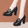 5cm 7cm 9cm Elegant Deep Mouth British Style Soft Leather Loafers Platofrm Pumps 2025 Trend Spring Med Block Heels Shoes Office