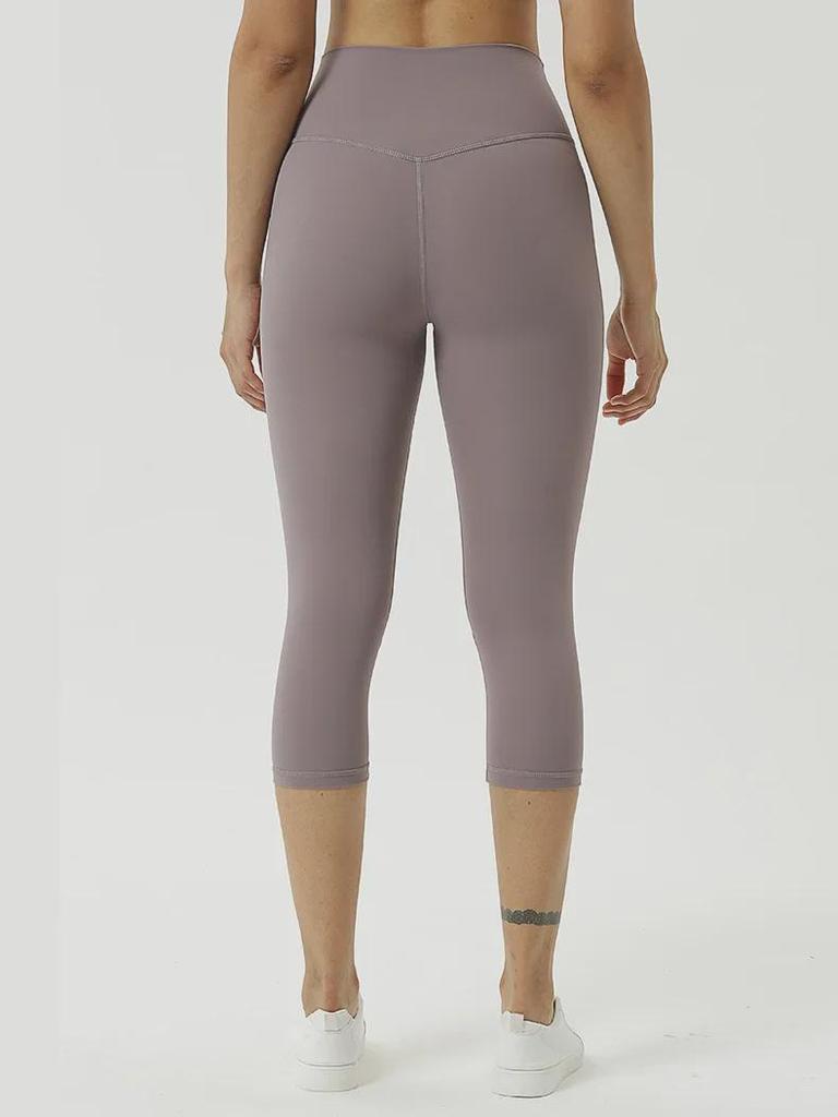 Женские двухсторонние отшлифованные штаны для йоги с высокой талией – телесного цвета, укороченные, облегающие, удобные для европейского и американского стилей