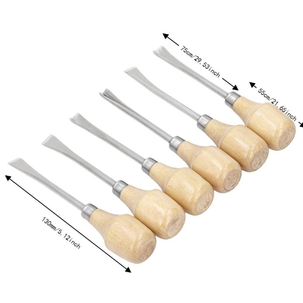 6pcs Curved Half-round Tip Wood Carving Chisel Set Wood Carving Hand Tools For Sculpture