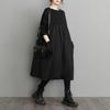 Long Sleeve Black Big Pocket Patchwork Dresses for Women Loose Casual Vintage Dress Fashion Elegant Clothing Spring Autumn 2025