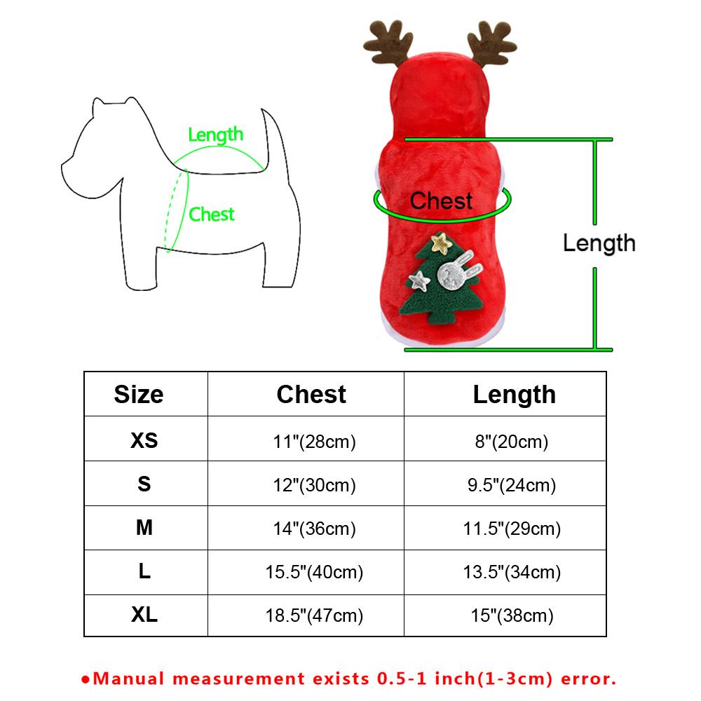 Christmas Dog Clothes Costume Winter Chihuahua Pug Pet Dog Clothing Hoodies New Year Cat Puppy Clothes Vest Shirt For Small Dogs