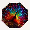 1pc Colorful Feathers Peacock Automatic, Cute Cartoon Pattern, Portable Outdoor Umbrella, Perfect, Holiday Gift for fans.C082