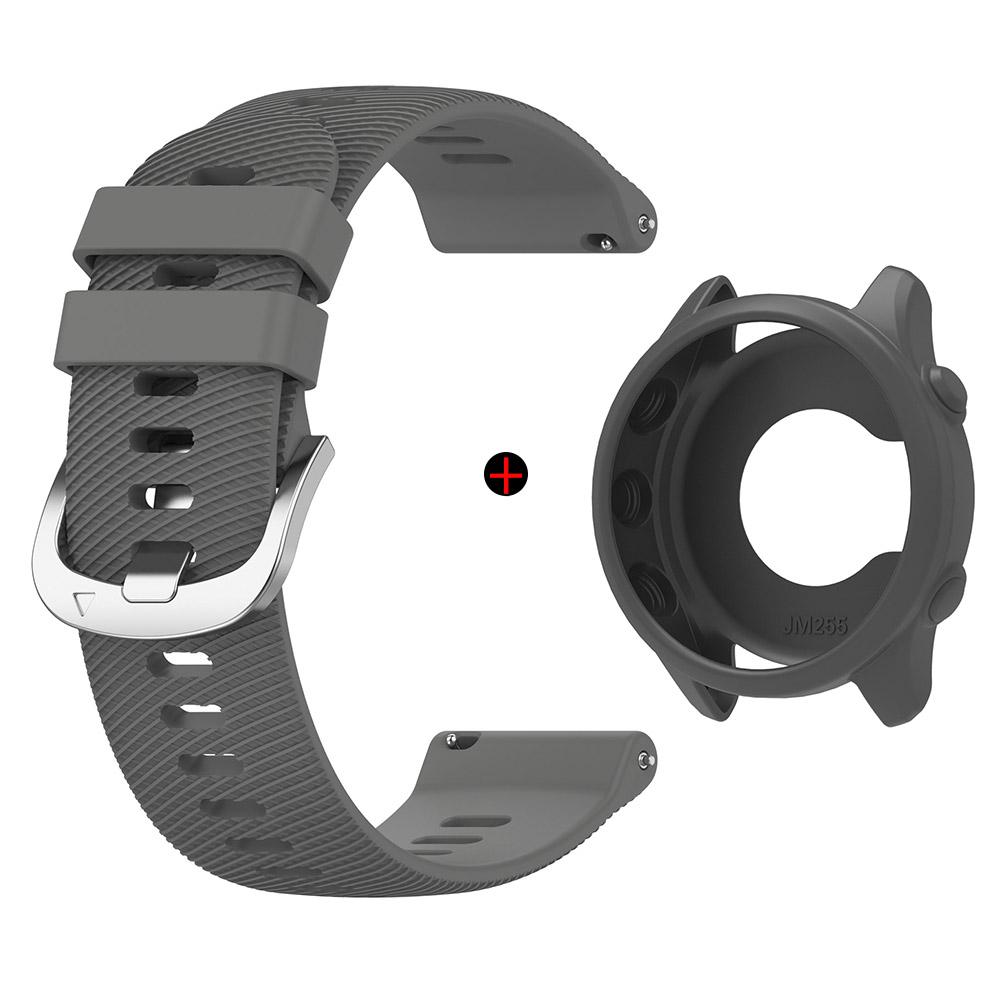 Для Garmin Forerunner 255/265 Ремешок для часов + Чехол для часов Серебристая Пряжка Браслет на запястье Высококачественный Прочный Силиконовый Умный Ремешок