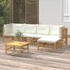 VidaXL Garden Lounge Set 6 Pcs with Cream White Cushions Bamboo 3155180